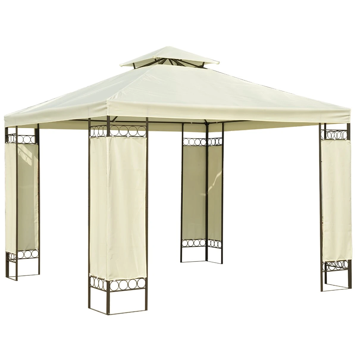 Outsunny Carpa 3x3m Con Techo Ventilador Postes De Acero Estable Para Exteriores Patio Jardín Pabellón Cenador Estructura Metálica Color Crema 11 Outsunny Carpa 3x3m Con Techo Ventilador Postes De Acero Estable Para Exteriores Patio Jardín Pabellón Cenador Estructura Metálica Color Crema - Imagen 11