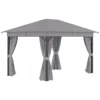 Outsunny Cenador De Jardín 4x3 M Pabellón Con Techo De Ventilación 4 Cortinas Laterales Con Puerta Y 8 Orificio De Drenaje Gazebo De Aluminio Para Exterior Patio Fiestas Gris