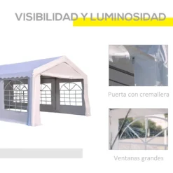 Outsunny Carpa De Jardín Cochera Gazebo 6x4m Pergola Cenador Pabellón 4 Paneles Laterales 6 Ventanas Para Fiesta Eventos Bodas Acero PE Blanco 15 Outsunny Carpa De Jardín Cochera Gazebo 6x4m Pergola Cenador Pabellón 4 Paneles Laterales 6 Ventanas Para Fiesta Eventos Bodas Acero PE Blanco -Ofertas Verdi Jar Tienda 518ed48b3b0654752203fb5bf6337b1d4cdae3be 93afbfceece6467bb71b6e72b26c709b