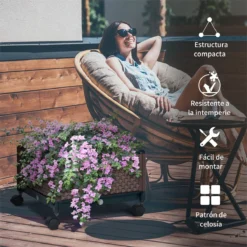 Outsunny Jardinera De Plástico Con Ruedas Macetero De Jardín Con Agujeros De Drenaje Para Cultivo De Plantas En Exterior Patio Terraza 50x50x33 Cm Marrón -Ofertas Verdi Jar Tienda 52258964ab277de44876262e785094cc481ed30e b6e8511ead8c41398e6a06db7742b3a6