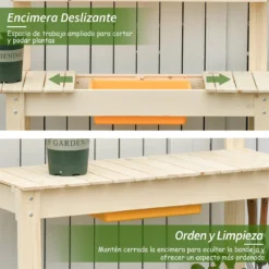 Outsunny Mesa De Plantación De Madera Mesa Para Macetas Con Tablero Deslizante 3 Estantes Ganchos Jardín Patio Garaje 100x40x140 Cm Natural -Ofertas Verdi Jar Tienda 536af5d64582d8e0da59900c3244383893b006ae baaec4131b674dbbb305ca4402392060