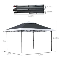 Outsunny Carpa De Fiesta Plegable 3,6x3,6 M Altura Ajustable En 3 Posiciones Con Doble Techo Y Bolsa De Transporte Con Ruedas De Acero Para Jardín Exterior Gris Y Blanco -Ofertas Verdi Jar Tienda 54f82bbf6db16c97ea58ca32d6358fa97963c49a 210cc17eef8f4202ada6dd469873e9f3