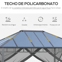 Outsunny Cenador De Jardín 4x3 M Aluminio Pabellón Para Exterior Con Techo De Policarbonato Y 4 Mosquiteras Laterales Con Cremalleras Para Fiestas Eventos Gris 11 Outsunny Cenador De Jardín 4x3 M Aluminio Pabellón Para Exterior Con Techo De Policarbonato Y 4 Mosquiteras Laterales Con Cremalleras Para Fiestas Eventos Gris -Ofertas Verdi Jar Tienda 55a8f22f8fb4eb167cefc3c4fceb011533027257 0baec3f6a3d24e07be78d40a5fddec55
