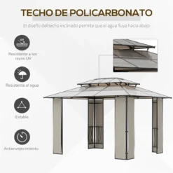 Outsunny Cenador De Jardín 3,6x3 M Pabellón Para Exterior Con Techo De Policarbonato Y Estructura De Acero Aluminio Protección Solar Para Fiestas Eventos Marrón -Ofertas Verdi Jar Tienda 585b62798cc6e19ad14bd5e39b5a1f4b54af0312 74806f4ad18b4966a67f70582f9e4249