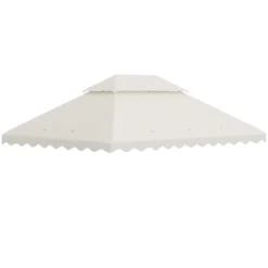 Outsunny Toldo De Repuesto Para Carpa 4x3 M Cubierta De Reemplazo Con Techo De Doble Ventilación Y 10 Orificios De Drenaje Para Patio Jardín Aire Libre Crema