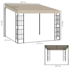 Outsunny Pérgola De Pared 3x3 M Cenador De Jardín Con Toldo Protección Solar Y 2 Orificios De Drenaje Gazebo Carpa De Metal Para Fiestas Celebraciones Patio Exterior Beige -Ofertas Verdi Jar Tienda 5db2b460004c7defcbd7bdc1546158b5ceb41f63 3f32f10558ff426cb636ca4bba7c3b7d