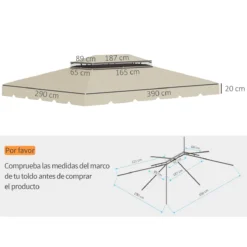 Outsunny Techo De Repuesto Para Cenador Con Doble Techo 3,9x2,9 M Cubierta De Repuesto Para Pabellón Gazebo Exterior Con 8 Orificios De Drenaje Beige -Ofertas Verdi Jar Tienda 62a688d5ad29df044a2499b8e44bacc137c9d79c 1a6f2bd9b68944159394f985f7fe76cf