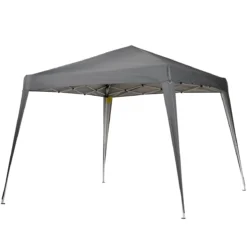 Outsunny Carpa Plegable 2,4x2,4m Cenador De Jardín Diseño Pop Up De Acero Y Cubierta De Tela Oxford Gris