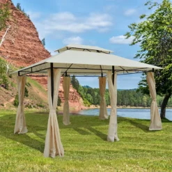Outsunny Cenador De Jardín 3x4 M Marco Acero Gazebo Con Doble Techo 6 Cortinas Laterales 8 Orificios De Drenaje Buena Ventilación Para Fiestas Eventos Crema -Ofertas Verdi Jar Tienda 663c5e65995c25d8fa948e7c2a639a1d41ae7d65 124e2c90e8e940908435dc5caa3ae2a4