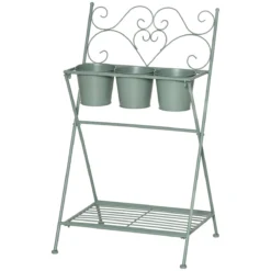 Outsunny Soporte De Metal Para Plantas Plegable Con 3 Macetas Incluidas Y Estante Inferior Porta Macetero Decorativo De Flores Para Interiores Y Exteriores 47x37x78,5 Cm Verde -Ofertas Verdi Jar Tienda 664e946952db37a9ff7c7ec3c263865849f0c2a9 6c768df0d27e4110b30c0cc85a1ae285