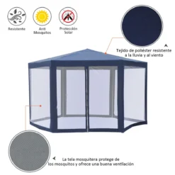 Outsunny Carpa Gazebo Tipo Cenador Hexagonal Con Mosquitera Para Jardín Y Terraza Ø1,97 M Material De Poliéster Repelente Al Agua (Azul) -Ofertas Verdi Jar Tienda 67b030ab096d2abe2e8e2872cfe77173a986dcd7 10f6aa3cb076481a88b6d9625ca9b356