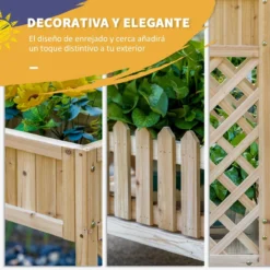 Outsunny Huerto Urbano Elevado De Madera 90x30x90 Cm Mesa De Cultivo De Jardín Con Estante Inferior Seto Decorativo Y 4 Orificios De Drenaje Para Plantas Macetas Flores Natural -Ofertas Verdi Jar Tienda 67c7c0dec8f4ce453ddbf86a6e16c4619f9dd86d bdd8d93dbe664fc294f7e66346146b77