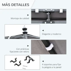 Outsunny Pérgola De Jardín 4x3 M Cenador Montado En Pared Con Toldo Y 4 Orificios De Drenaje Marco De Metal Y Poliéster 180 G/m² Para Patio Terraza Gris -Ofertas Verdi Jar Tienda 68c856733b18e467b841061b5b4a7cf83128f5a4 2e01f18ee13d45638c93f7dad9edb9dd