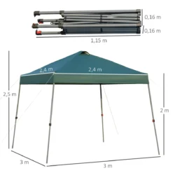 Outsunny Cenador Plegable 3x3m Portátil De Jardín Con Bolsa De Transporte Con Ruedas Acero Para Exterior Fiestas Camping Verde -Ofertas Verdi Jar Tienda 6a817230c03ae8b2f69f36d69d451636e454df54 4153a62e00aa421d9a2eef1abef8e976