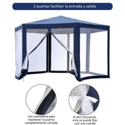 Outsunny Carpa Gazebo Tipo Cenador Hexagonal Con Mosquitera Para Jardín Y Terraza Ø1,97 M Material De Poliéster Repelente Al Agua (Azul) -Ofertas Verdi Jar Tienda 6c24591eb8b041ca818ab2622e2aca6e3420c9ba a71d97060cdf4fe7bd7808b8f7b91819