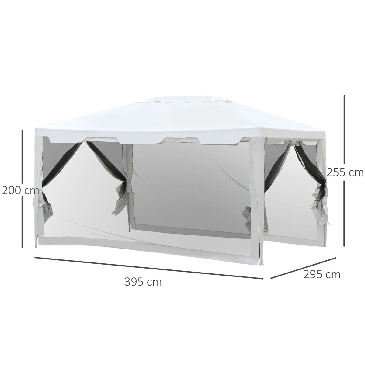 Outsunny Carpa 4x3 M Cenador De Jardín Con Mosquiteras Laterales Doble Techo Y Puertas Con Cremallera Para Exterior Blanco Y Negro 3 Outsunny Carpa 4x3 M Cenador De Jardín Con Mosquiteras Laterales Doble Techo Y Puertas Con Cremallera Para Exterior Blanco Y Negro - Imagen 3