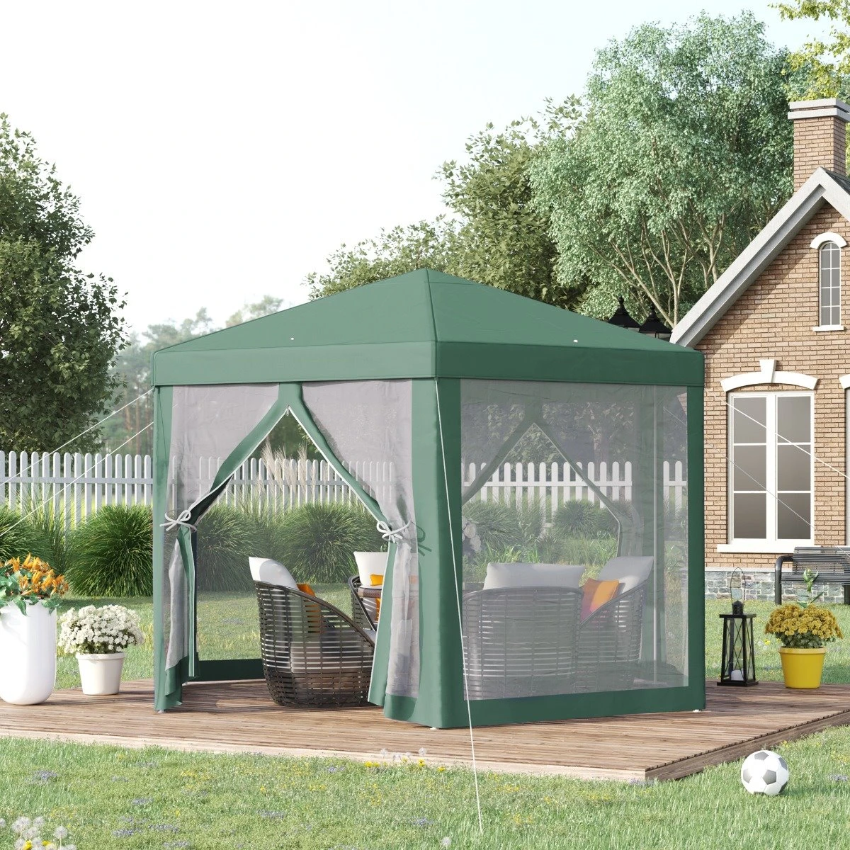 Outsunny Carpa Gazebo Tipo Cenador Hexagonal Con Mosquitera Para Jardín Y Terraza Ø1,97 M Material De Poliéster Repelente Al Agua (Verde) 2 Outsunny Carpa Gazebo Tipo Cenador Hexagonal Con Mosquitera Para Jardín Y Terraza Ø1,97 M Material De Poliéster Repelente Al Agua (Verde) - Imagen 2