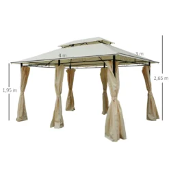 Outsunny Cenador De Jardín 3x4 M Marco Acero Gazebo Con Doble Techo 6 Cortinas Laterales 8 Orificios De Drenaje Buena Ventilación Para Fiestas Eventos Crema -Ofertas Verdi Jar Tienda 6fd331f4d66816bd4a600d4abcb24ae54d2be6f4 bcb4860734a445c89da67f6ba5c8f01e