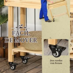 Outsunny Huerto Urbano Elevado De Madera Con Ruedas Mesa De Cultivo Con Enrejado Cama De Jardín Elevado Con Tela No Tejida Y Orificio De Drenaje Para Plantas Flores 79x29x130 Cm Natural -Ofertas Verdi Jar Tienda 7025afc81bbb064001725a2b9651da290b740f1f 52a85dfe90164038a0a4a704c1a1aef0