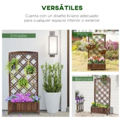 Outsunny Jardinera Con Enrejado Jardinera Con Celosía De Madera Macetero Con Soporte Para Trepadora Cultivos Plantas En Terraza Jardín Balcón 60x30x122,5 Cm Marrón -Ofertas Verdi Jar Tienda 71788aa3d2d5376e40210da5b07d435b259f0de5 486c4010f9e64d8faa427276c07a3343