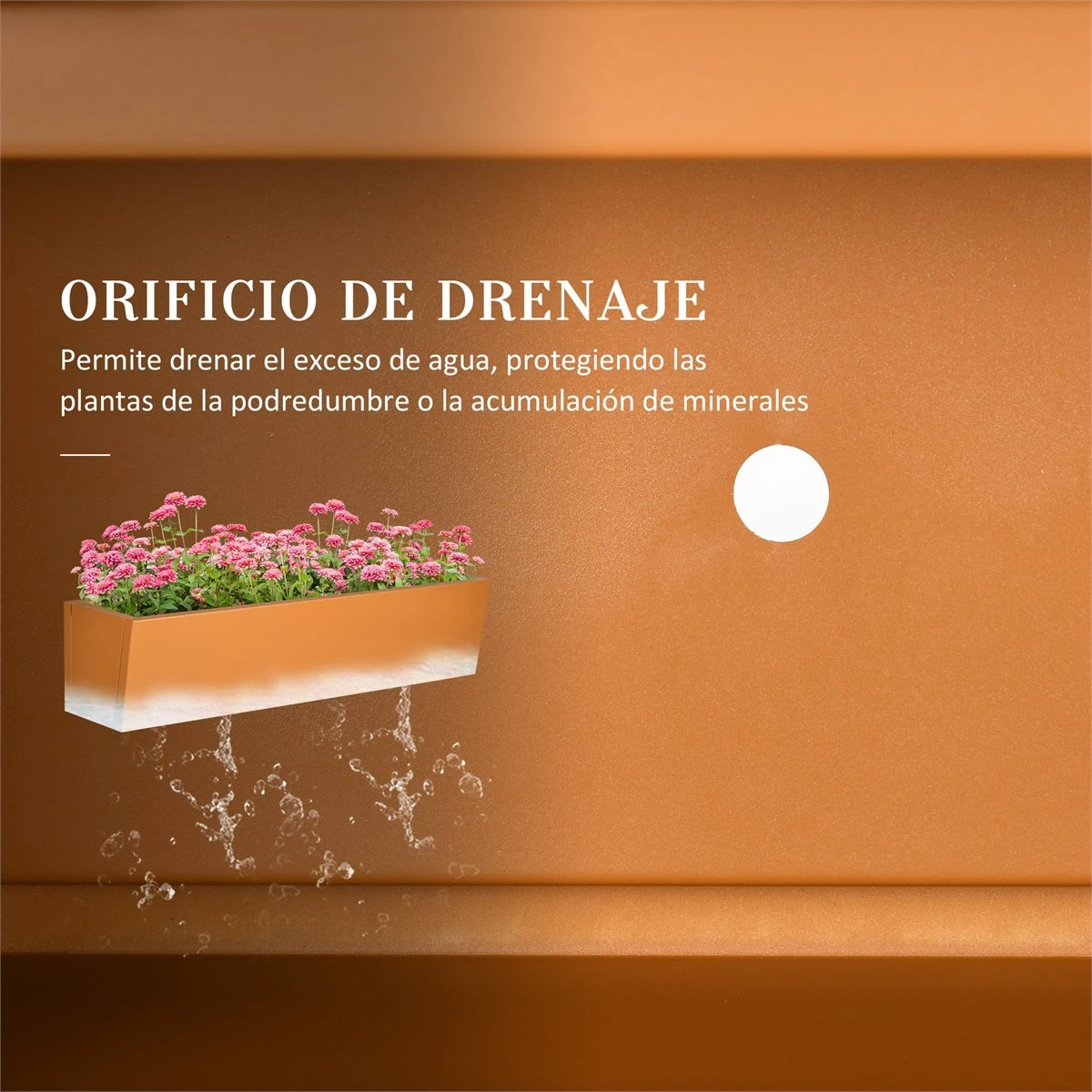 Outsunny Jardinera Colgante De Acero Maceta Rectangular Colgante Con 2 Ganchos Ajustables Y 2 Orificios De Drenaje Para Balcón Jardín Patio 91x35x24 Cm Marrón 5 Outsunny Jardinera Colgante De Acero Maceta Rectangular Colgante Con 2 Ganchos Ajustables Y 2 Orificios De Drenaje Para Balcón Jardín Patio 91x35x24 Cm Marrón - Imagen 5