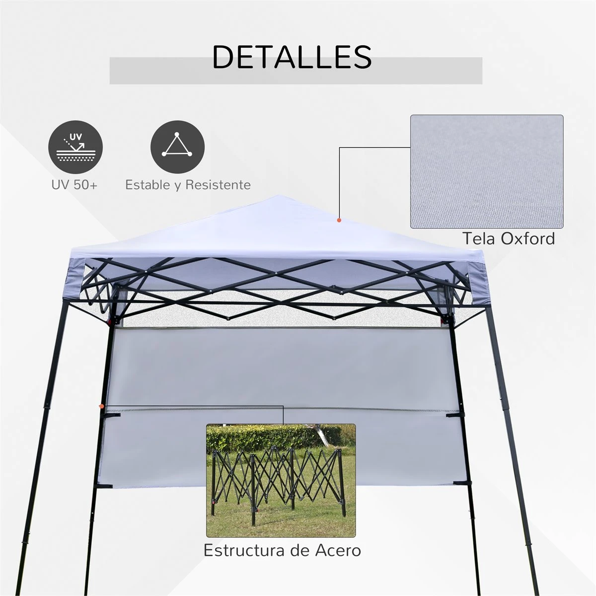 Outsunny Carpa Plegable 2,2x2,2x2m Con Lateral Altura Ajustable Protección UV 50+ De Acero Y Tela Oxford Con Bolsa De Transporte Blanco 6 Outsunny Carpa Plegable 2,2x2,2x2m Con Lateral Altura Ajustable Protección UV 50+ De Acero Y Tela Oxford Con Bolsa De Transporte Blanco - Imagen 6