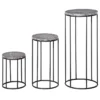 Outsunny Soportes Para Plantas De Metal 3 Piezas Apilables Estantes Porta Macetas Decorativos Con Efecto De Mármol Para Interiores Y Exteriores Ø30,5x70,5 Cm Gris Y Negro