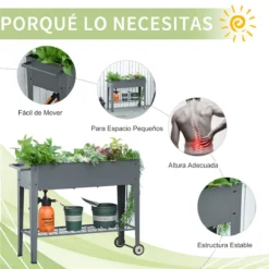 Outsunny Huerto Urbano Jardinera Elevada De Metal Cama De Jardín Con Ruedas Asa Lateral Y Estante Inferior Para Cultivo Plantas Hortalizas Flores 104x39x80 Cm Gris -Ofertas Verdi Jar Tienda 7e9d7b855ce74aca8a7bfd23113709a6a6011f6b 591535ad6f8c43259e1329d00dec4de8