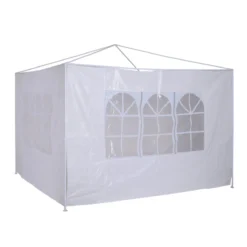 Outsunny 2 Paredes Parte Laterales Para Carpa 3x3m 3x6m Lado Parasol De Gazebo Impermeable Con Ventanas Medidas 293x193cm Blanco