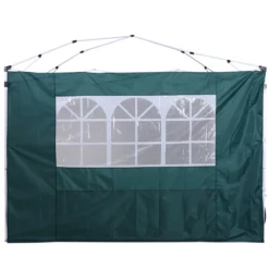 Outsunny 2 Paredes Parte Laterales Para Carpa 3x3m Lado Parasol De Gazebo Tela Oxford Con Ventana Medidas 300x200cm Verde Oscuro