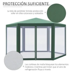 Outsunny Carpa Gazebo Tipo Cenador Hexagonal Con Mosquitera Para Jardín Y Terraza Ø1,97 M Material De Poliéster Repelente Al Agua (Verde) 12 Outsunny Carpa Gazebo Tipo Cenador Hexagonal Con Mosquitera Para Jardín Y Terraza Ø1,97 M Material De Poliéster Repelente Al Agua (Verde) -Ofertas Verdi Jar Tienda 8508bc93c355ecffdbac53614a9b915c0d4b2ba0 32474995838e47e1b777424b481fb257