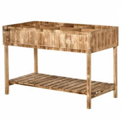 Outsunny Huerto Urbano De Madera 120x60x81 Cm Jardinera Elevada Para Cultivo De Plantas Flores Con Estante Inferior Para Jardín Terraza Exterior Carbanizado -Ofertas Verdi Jar Tienda 860bd1d3c30efc31b653cea534dceffd1e4f69cc ec9e0632be3046ff9e29e38a553ecc76