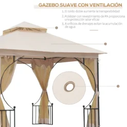 Outsunny Cenador De Jardín 3x3 M Con 4 Cortinas Laterales De Cremallera Y Doble Techo Con 8 Orificios De Drenaje Estilo Moderno Para Patio Aire Libre Beige 12 Outsunny Cenador De Jardín 3x3 M Con 4 Cortinas Laterales De Cremallera Y Doble Techo Con 8 Orificios De Drenaje Estilo Moderno Para Patio Aire Libre Beige -Ofertas Verdi Jar Tienda 89c939c85c70783df4fc798437e99a595fe4a548 eaf05bee4707411fb1016c80d9e2d297