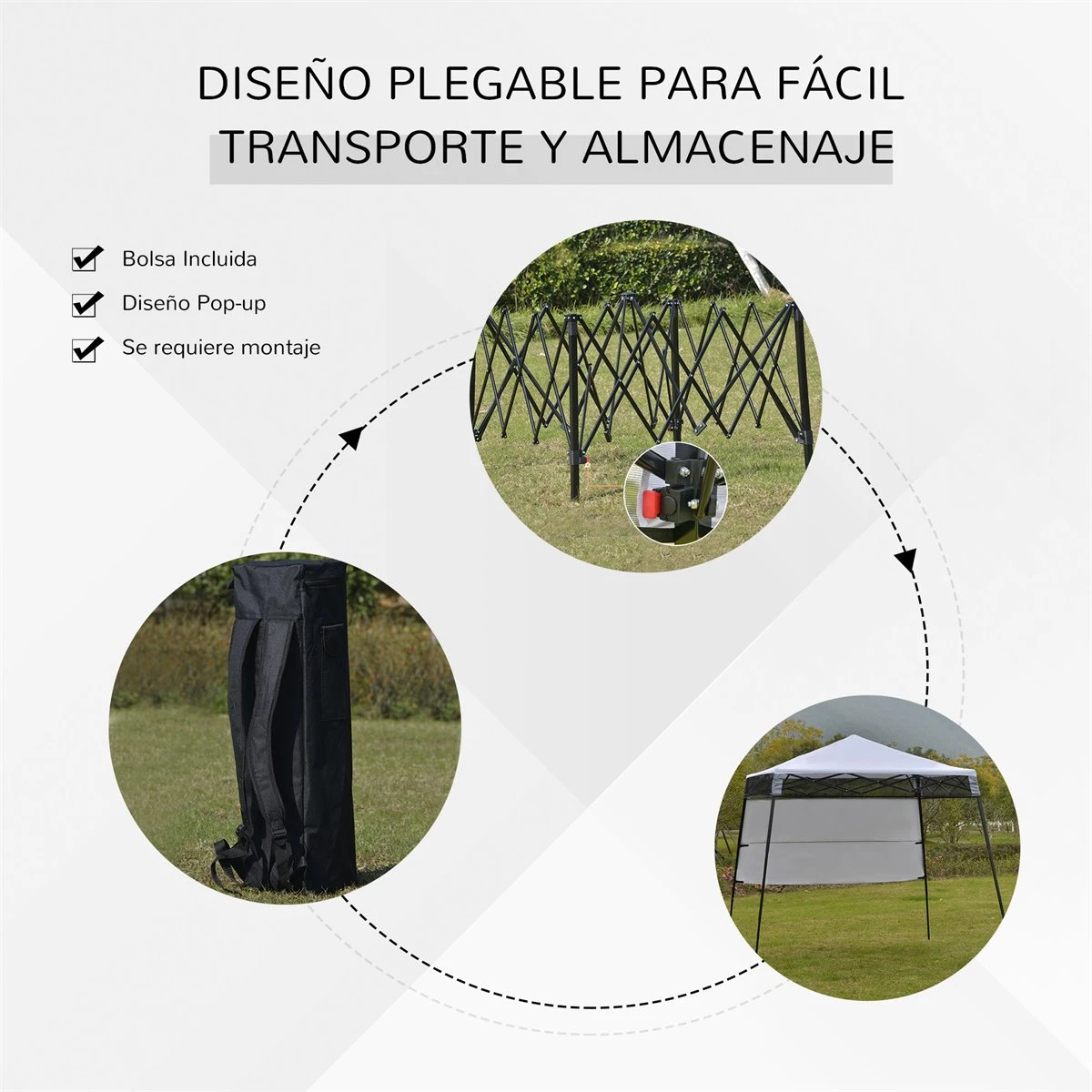 Outsunny Carpa Plegable 2,2x2,2x2m Con Lateral Altura Ajustable Protección UV 50+ De Acero Y Tela Oxford Con Bolsa De Transporte Blanco 4 Outsunny Carpa Plegable 2,2x2,2x2m Con Lateral Altura Ajustable Protección UV 50+ De Acero Y Tela Oxford Con Bolsa De Transporte Blanco - Imagen 4