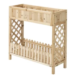 Outsunny Huerto Urbano Elevado De Madera 90x30x90 Cm Mesa De Cultivo De Jardín Con Estante Inferior Seto Decorativo Y 4 Orificios De Drenaje Para Plantas Macetas Flores Natural -Ofertas Verdi Jar Tienda 8ae158adfed53fa107c1fdf15b1cc4cab6763fac ee301f3867ca4e86afd65550e28707cc