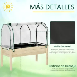 Outsunny Huerto Urbano Elevado De Madera 121x55x117 Cm Con Cubierta De Protección Mesa De Jardinera Para Cultivo Flores Vegetales En Jardín Terraza Color Natural -Ofertas Verdi Jar Tienda 8b438f40e2a415b60e1daf63a5c4deddd8e8a976 03de549a04ab430ab388dc045ddfcbd3