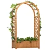 Outsunny Jardinera Enrejado Con Arco Macetero Con Soporte Para Trepadoras Cultivos Plantas Flores Decoración En Jardín Terraza Balcón 83x36x152 Cm Natural