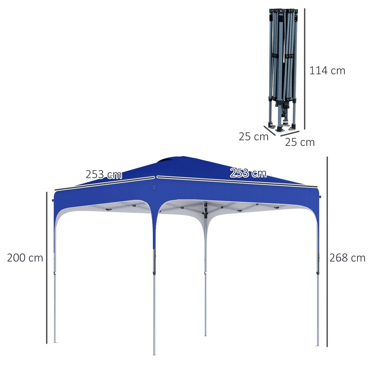 Outsunny Cenador Plegable 2,5x2,5x2,68 M Carpa De Jardín Protección UV 50+ Ajustable En Altura Con 4 Bolsas De Arena Y Bolsa De Transporte Para Camping Fiestas Patio Azul 3 Outsunny Cenador Plegable 2,5x2,5x2,68 M Carpa De Jardín Protección UV 50+ Ajustable En Altura Con 4 Bolsas De Arena Y Bolsa De Transporte Para Camping Fiestas Patio Azul - Imagen 3