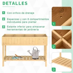 Outsunny Huerto Urbano De Madera 120x60x81 Cm Jardinera Elevada Para Cultivo De Plantas Flores Con Estante Inferior Para Jardín Terraza Exterior Natural -Ofertas Verdi Jar Tienda 8f5db5d628b42ad04c9507e93ae2debff39852c6 8b1fea0d42c84ac390617b245c6bf6ef