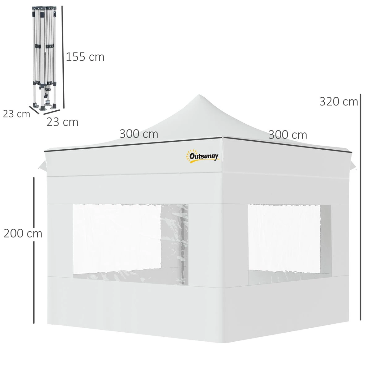 Outsunny Carpa Plegable 3x3 M Con Altura Ajustable Cenador De Jardín Con 4 Paredes Extraíbles De Tela Oxford 4 Ventanas Y Bolsa De Transporte Para Exterior Terraza Camping Blanco 3 Outsunny Carpa Plegable 3x3 M Con Altura Ajustable Cenador De Jardín Con 4 Paredes Extraíbles De Tela Oxford 4 Ventanas Y Bolsa De Transporte Para Exterior Terraza Camping Blanco - Imagen 3