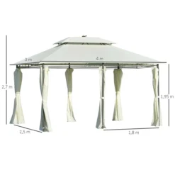 Outsunny Carpa De Jardín 4x3 M Cenador Con Doble Techo 6 Cortinas Laterales Luz LED Con Panel Solar Para Patio Terraza Color Crema -Ofertas Verdi Jar Tienda 969a0f214bca2e7cf4ad29af8eeaeb8f8bf65bdb d836fd6a15b544e5bc0d32f226adb6ca
