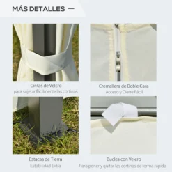 Outsunny Carpa De Jardín 4x3 M Cenador Con Doble Techo 6 Cortinas Laterales Luz LED Con Panel Solar Para Patio Terraza Color Crema -Ofertas Verdi Jar Tienda 973bcfd10ff36ac5eb2f2cc3184be3d15e2cd7ab 8e430f4862e140e0936abedcc520966f