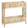 Outsunny Huerto Urbano Elevado De Madera 90x30x90 Cm Mesa De Cultivo De Jardín Con Estante Inferior Seto Decorativo Y 4 Orificios De Drenaje Para Plantas Macetas Flores Natural