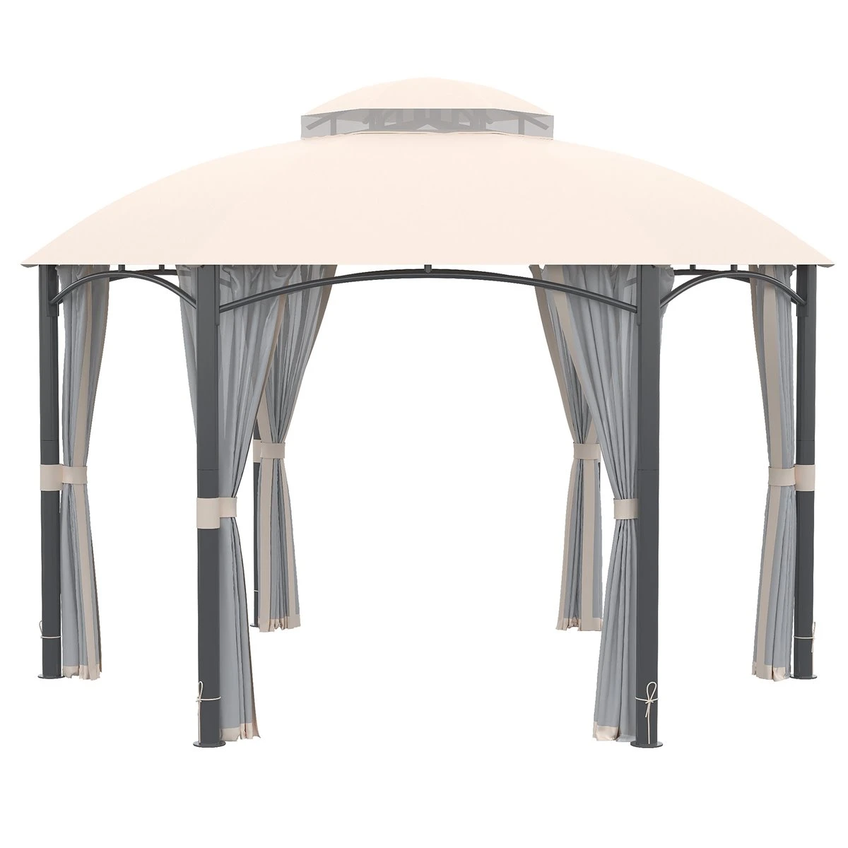 Outsunny Cenador De Jardín Hexágono 4x4 M Pabellón Exterior Con Doble Techo De Ventilación Y 6 Mosquiteras Con Cremallera Para Fiestas Balcón Patio Caqui 8 Outsunny Cenador De Jardín Hexágono 4x4 M Pabellón Exterior Con Doble Techo De Ventilación Y 6 Mosquiteras Con Cremallera Para Fiestas Balcón Patio Caqui - Imagen 8