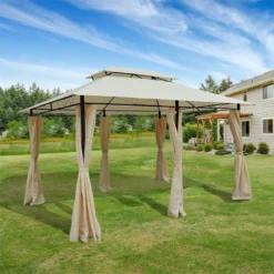 Outsunny Cenador De Jardín 3x4 M Marco Acero Gazebo Con Doble Techo 6 Cortinas Laterales 8 Orificios De Drenaje Buena Ventilación Para Fiestas Eventos Crema -Ofertas Verdi Jar Tienda 9e5a99c4b19f9db6c76537970915a00ff356785b 9d0ad902b99b40e197cc67d117f44187