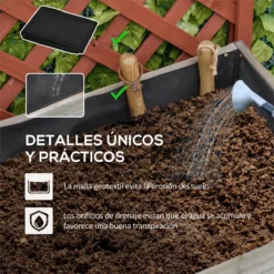 Outsunny Huerto Urbano Elevado De Madera 140x46x75,5 Cm Mesa De Cultivo De Jardín Con 2 Baldas Laterales Estante Inferior Y 2 Orificios De Drenaje Para Plantas Flores Gris -Ofertas Verdi Jar Tienda 9e6138d0d81131331855580680caff53ee37781c 7cd1197f3f614a8daef590a382bc6462