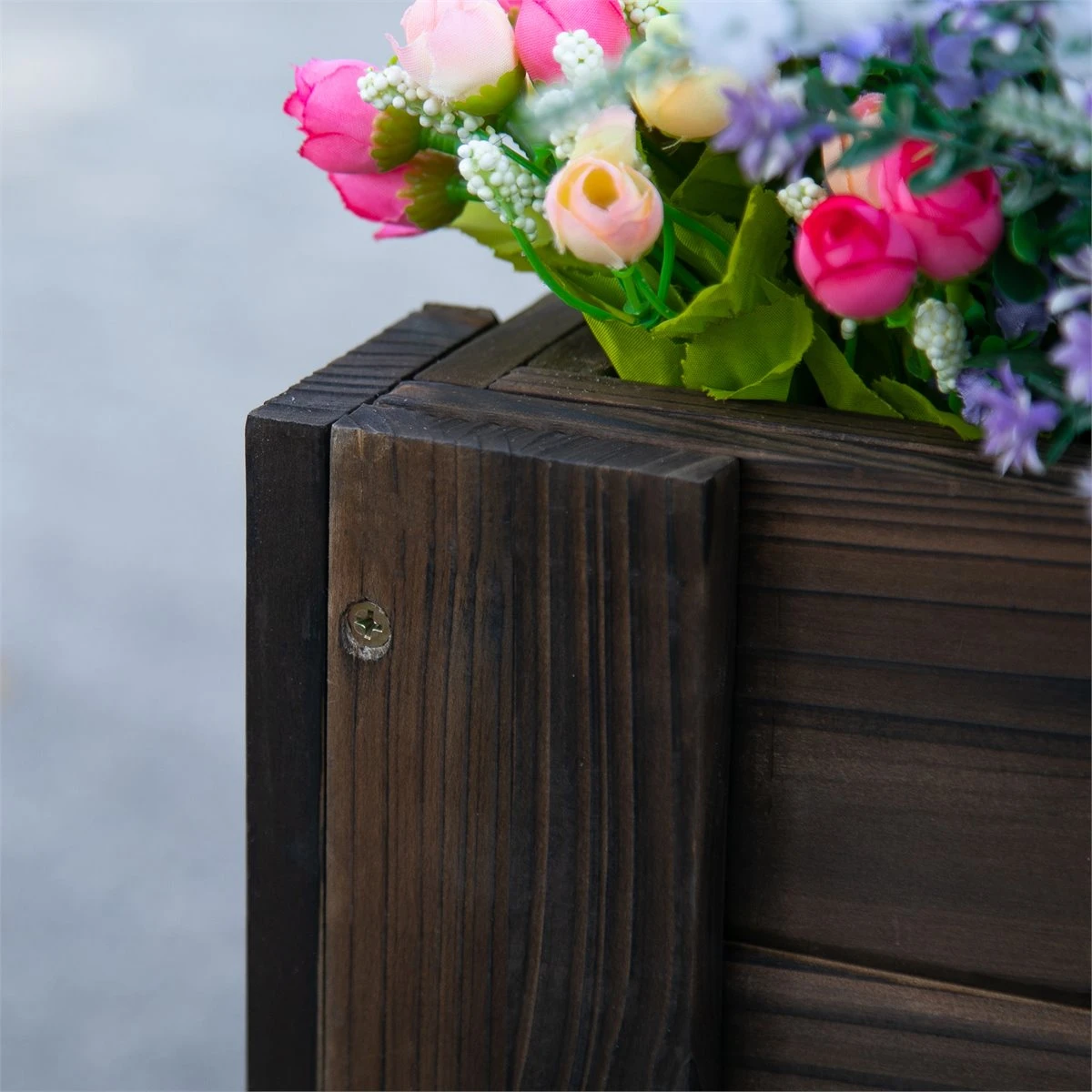 Outsunny Huerto Urbano Jardinera Macetero De Madera Arriate De Jardín Rectangular Con Patas Para Flores Plantas Cultivos 100x36,5x36 Cm Marrón 9 Outsunny Huerto Urbano Jardinera Macetero De Madera Arriate De Jardín Rectangular Con Patas Para Flores Plantas Cultivos 100x36,5x36 Cm Marrón - Imagen 9