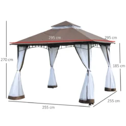 Outsunny Cenador De Jardín 3x3m Pabellón Con Doble Techo Y Mosquiteras Laterales Con Cremallera Buena Ventilación Para Terraza Eventos Fiestas Bodas Marrón Y Blanco -Ofertas Verdi Jar Tienda a1ab8b57e5eceea1e596b7ddff475e8f7e3b3dc2 01d0071a96274150b66c74f245d395b2
