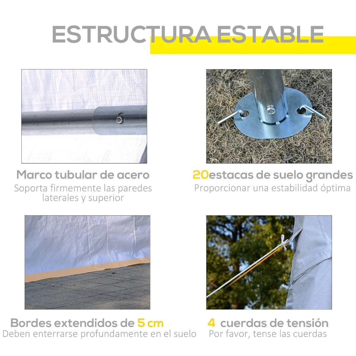 Outsunny Carpa De Jardín Cochera Gazebo 4x4m Pergola Cenador Pabellón 4 Paneles Laterales 4 Ventanas Para Fiesta Eventos Bodas Acero PE Blanco 6 Outsunny Carpa De Jardín Cochera Gazebo 4x4m Pergola Cenador Pabellón 4 Paneles Laterales 4 Ventanas Para Fiesta Eventos Bodas Acero PE Blanco - Imagen 6