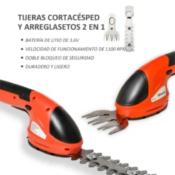 Outsunny Tijeras Cortacésped Y Arreglasetos 2 En 1 A Batería De 3.6V Con 2 Cuchillas Ancho De Corte 12 Cm/8 Cm Para Setos Césped Llave De Seguridad 37x6x9,5 Cm Rojo Y Negro -Ofertas Verdi Jar Tienda a269a99a9ed0eef110efa411f4034a207e5caeaf af199e876edc4379a1b42bb8d4493b28